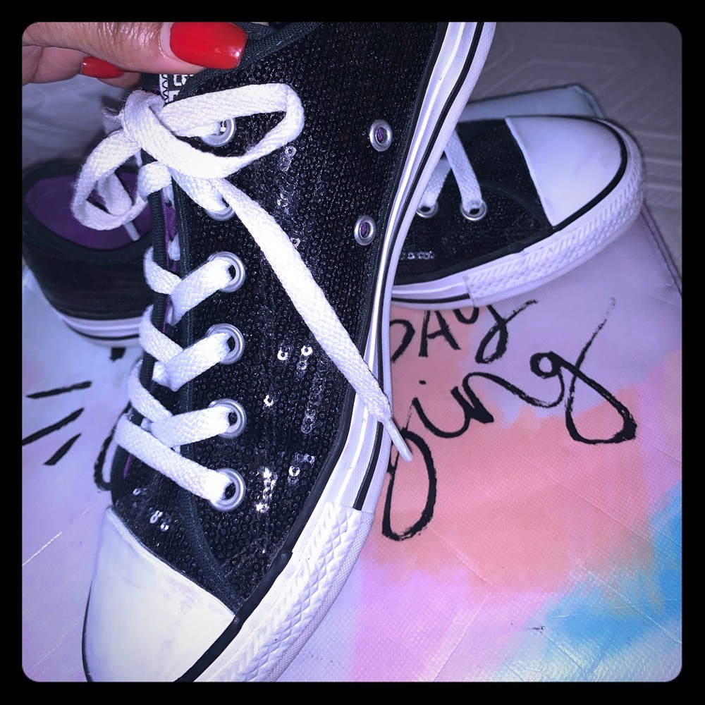 Black sequin Converse Chuck Taylor’s
